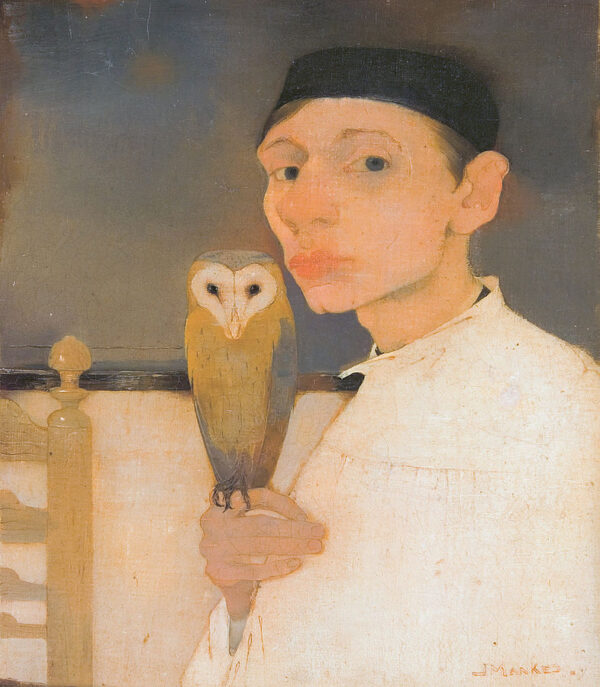 Jan Mankes zelfportret met uil